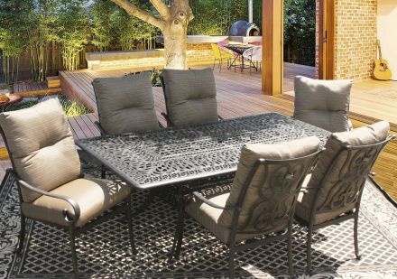 Tortuga Outdoor Patio 7pc Dining Set For 6 Person With 44x84 Rectangle Series 2000 Table - Antique Bronze Finish