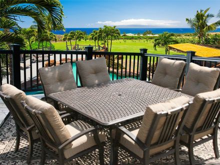 Barbados Cushion Outdoor Patio 9pc Dining Set for 8 Person with 64x64 Square Table Series 5000 - Antique Bronze Finish