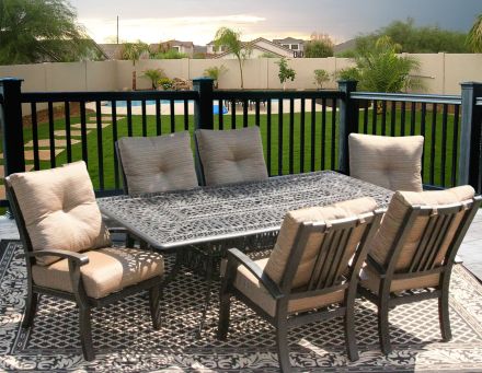 Barbados Cushion Outdoor Patio 7pc Dining Set for 6 Person with 44X84 Rectangle Series 2000 Table