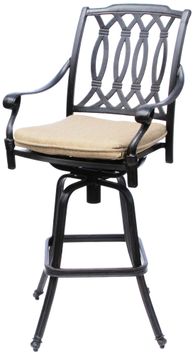 San Marcos Cast Aluminum Outdoor Patio BarStool With Cushion