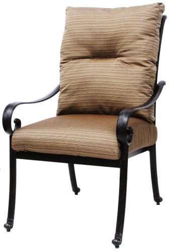 Cast Aluminum Tortuga Outdoor Patio Dining Chair with Cushion - Antique Bronze Finish