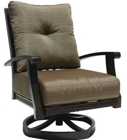 Barbados Cushion Aluminum Outdoor Patio Club Swivel Rocker with Seat Cushion - Antique Bronze