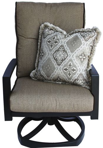 Quincy Cast Outdoor Patio Swivel Rocker Chair With Sunbrella Sesame Linen Cushion