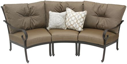 Tortuga Aluminum Outdoor Patio Curve Sofa With Cushion - Antique Bronze