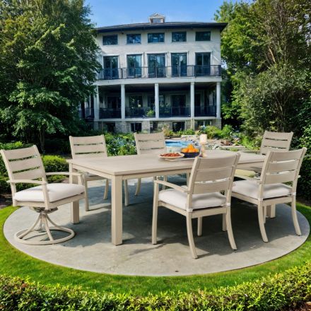 Brisa Outdoor Patio 6 Seating Dining Set Rectangle Table Series 6000