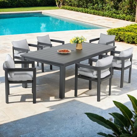 Terra Outdoor Patio 6 Seating Dining Set Rectangle Table Series 6000