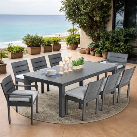 Sereno Outdoor Patio 8 Seating Dining Set Rectangle Table Series 6000