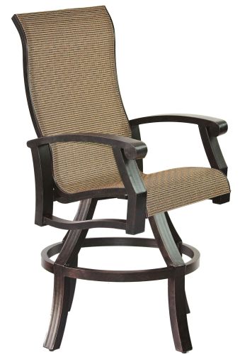 Barbados Sling Cast Aluminum Patio Swivel Bar Stool - Antique Bronze