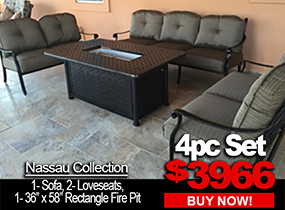 deep seating set with fire table